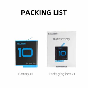 TELESIN Rechargeable Battery for GoPro Hero 9 & Hero 10 Cameras