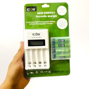 ICON Quick LCD Charger for AA & AAA Batteries with 2700mAh Cell